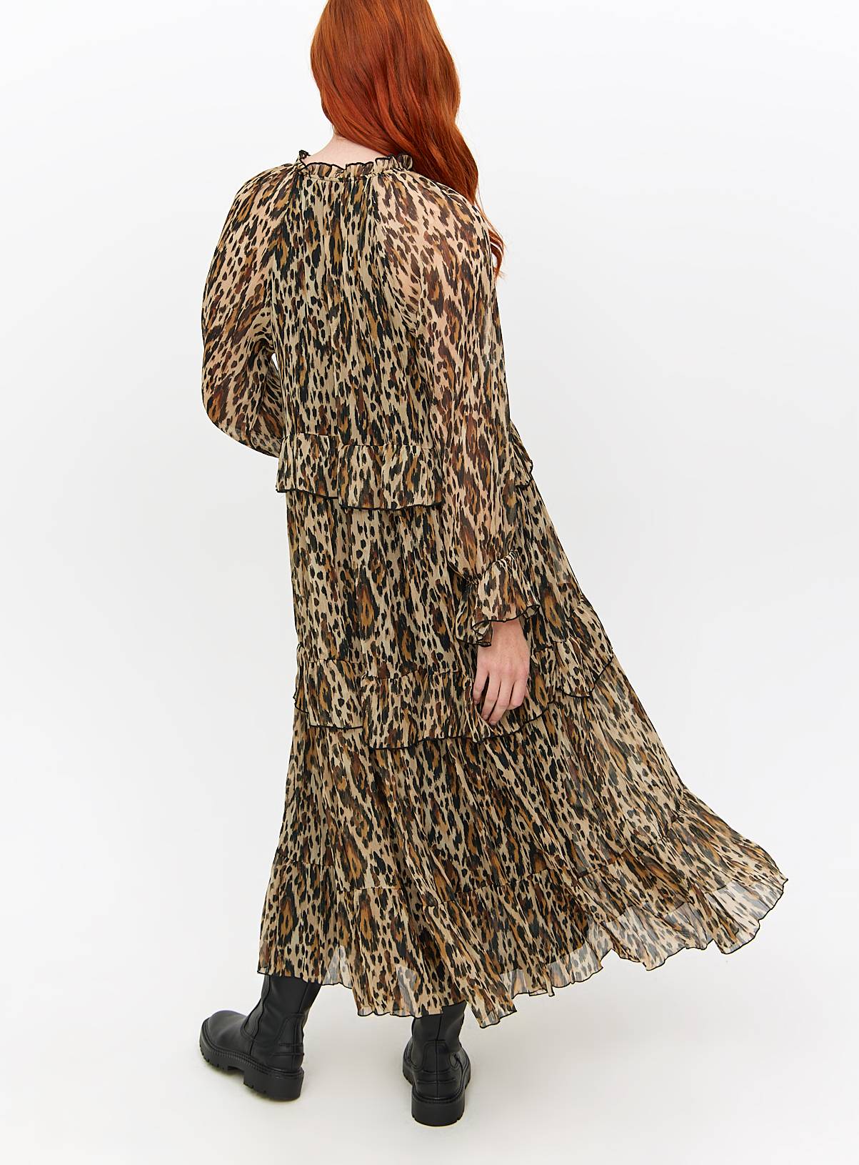 Leopard Printed Chiffon Midaxi Romantic Dress 12 - Image 4